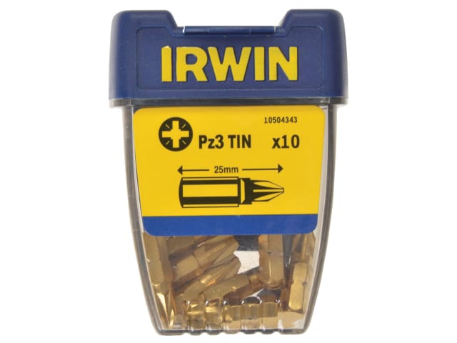IRW10504343 Screwdriver Bits Pozidriv PZ3 25mm Titanium (Pack 10)
