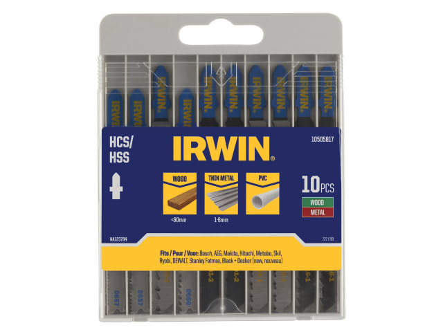 IRW10505817 HCS/HSS T-Shank Jigsaw Blade Set, 10 Piece