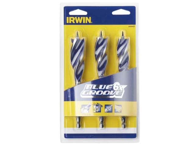 IRW10506627 Blue Groove 6X Wood Drill Bit Set, 3 Piece