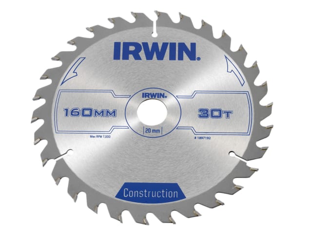 IRW1897192 Construction Circular Saw Blade 160 x 20mm x 30T ATB