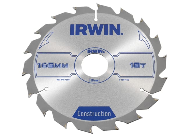 IRW1897193 Construction Circular Saw Blade 165 x 30mm x 18T ATB