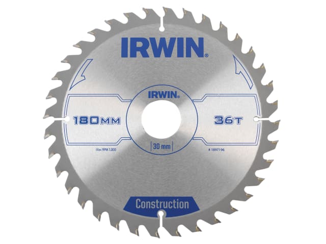 IRW1897196 Construction Circular Saw Blade 180 x 30mm x 36T ATB