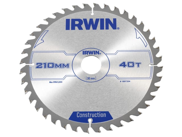 IRW1897204 Construction Circular Saw Blade 210 x 30mm x 40T ATB
