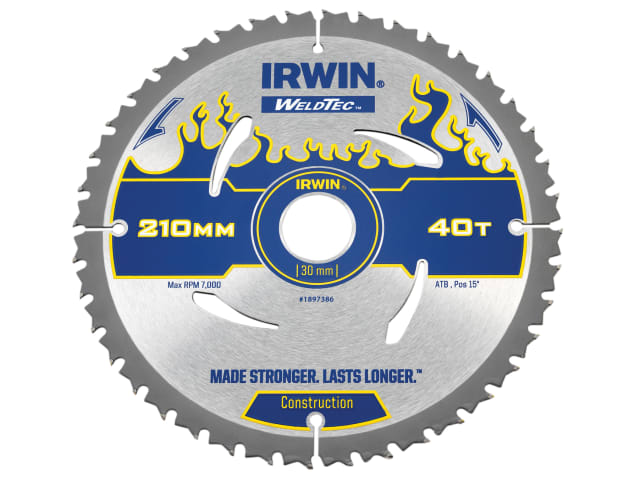 IRW1897386 Weldtec Circular Saw Blade 210 x 30mm x 40T ATB