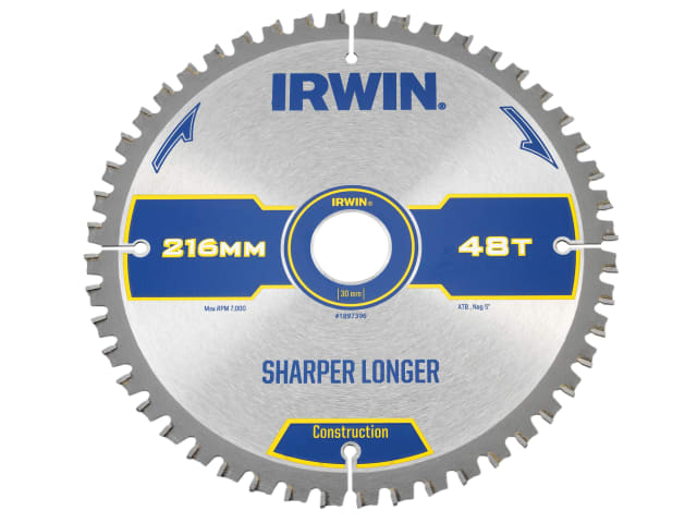 IRW1897396 Construction Mitre Circular Saw Blade 216 x 30mm x 48T ATB/Neg