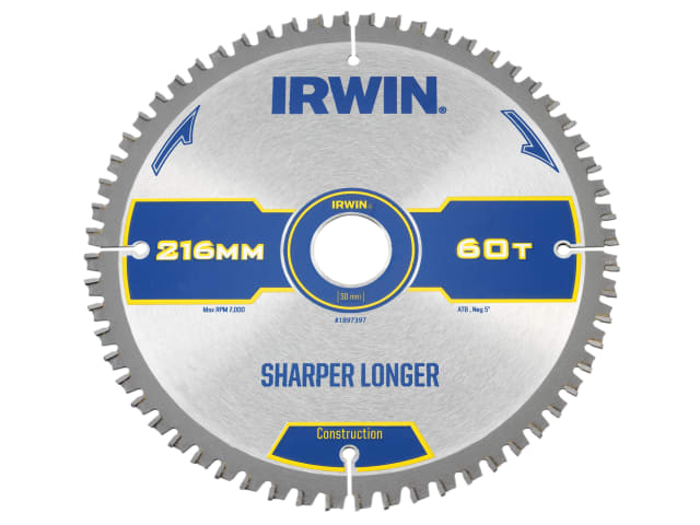 IRW1897397 Construction Mitre Circular Saw Blade 216 x 30mm x 60T ATB/Neg
