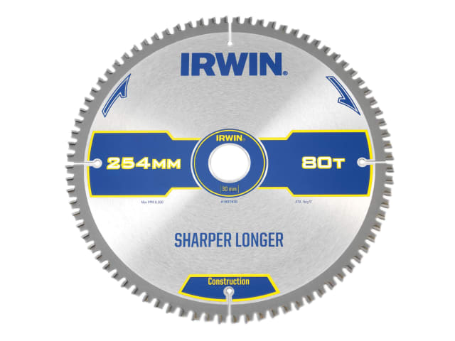 IRW1897430 Construction Mitre Circular Saw Blade 254 x 30mm x 80T ATB/Neg