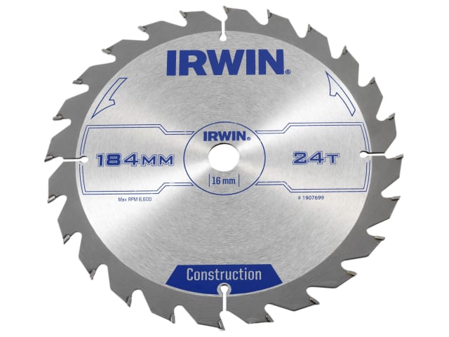 IRW1907699 Construction Circular Saw Blade 184 x 16mm x 24T ATB