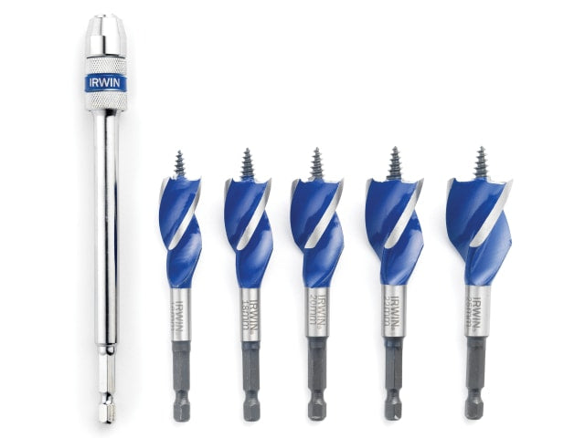 IRW1922007 Blue Groove 6X Stubby Wood Bit Set, 5 Piece