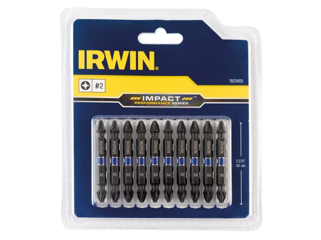 IRW1923409 Impact Double-Ended Screwdriver Bits Pozi PZ2 60mm (Pack 10)