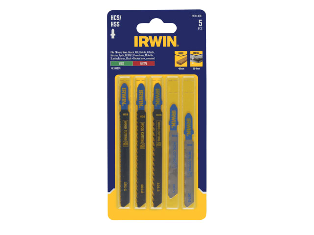 IRWIW1014501 HCS/HSS T-Shank Jigsaw Blade Set, 5 Piece