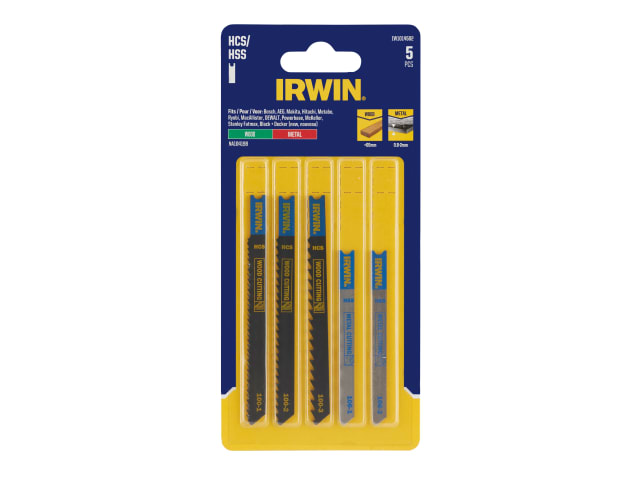IRWIW1014502 HCS/HSS U-Shank Jigsaw Blade Set, 5 Piece