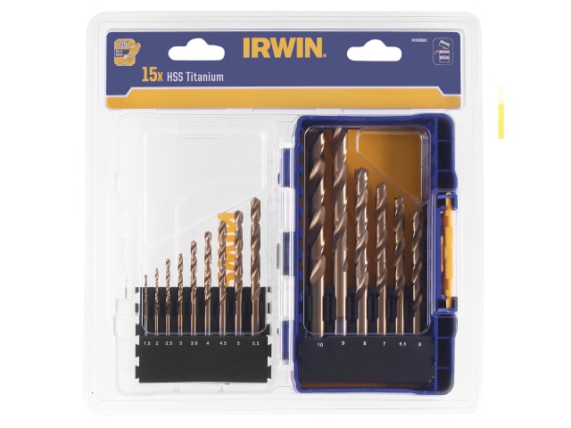 IRWIW3038501 HSS Titanium Metal Drill Bit Set, 15 Piece