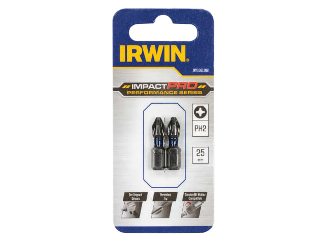 IRWIW6061302 Impact Pro Performance Screwdriver Bits PH2 25mm (Pack 2)