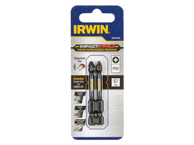 IRWIW6061306 Impact Pro Performance Screwdriver Bits PH2 57mm (Pack 2)