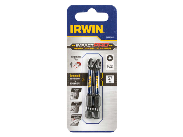 IRWIW6061401 Impact Pro Performance Screwdriver Bits PZ2 57mm (Pack 2)