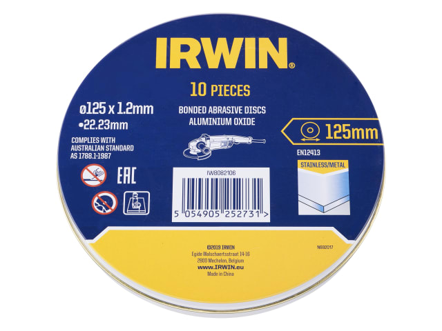 IRWIW8082106 Metal Cutting Disc 125 x 1.2 x 22.2mm Tin of 10