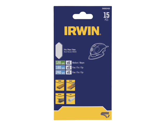 IRWIW8083409 Mouse Sanding Finger Sheet Set, 15 Piece
