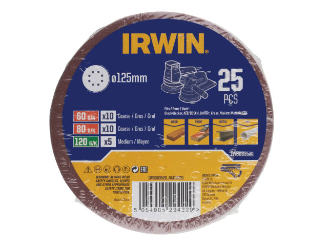 IRWIW8083520 125mm Sanding Disc Set, 25 Piece