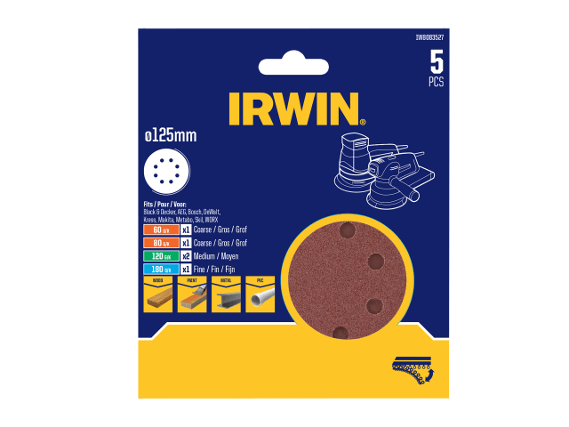 IRWIW8083527 125mm Sanding Disc Set, 5 Piece
