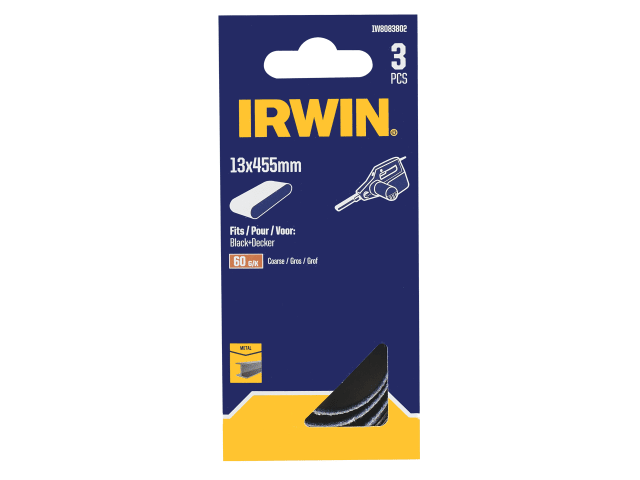 IRWIW8083802 Powerfile Zirconium Sanding Belt 13 x 455mm 60G (Pack 3)