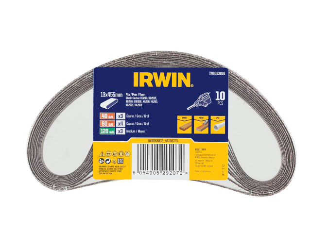 IRWIW8083838 Powerfile Sanding Belt Set, 10 Piece