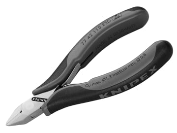 KPX7742ESD ESD Electronics Diagonal Cutters - Pointed Head Flush Cut Non Bevelled 115mm