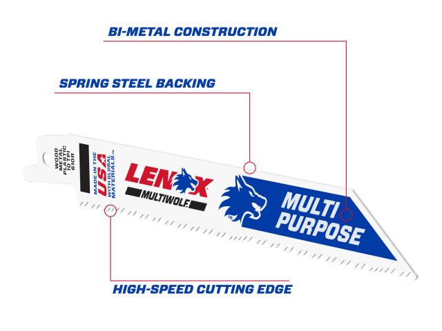 LEN20493B610 MultiWolf Wave Edge Reciprocating Saw Blade 152 x 19 x 0.9mm 10 TPI (Pack 25)