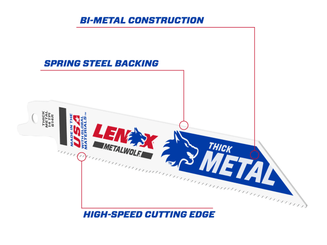 LEN20494B614 MetalWolf Wave Edge Reciprocating Saw Blade 152 x 19 x 0.9mm 14 TPI (Pack 25)