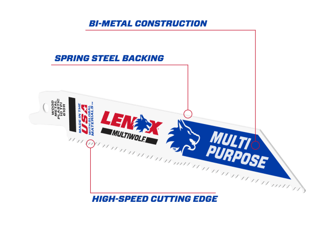 LEN20562610R MultiWolf Wave Edge Reciprocating Saw Blade 152 x 19 x 0.9mm 10 TPI (Pack 5)