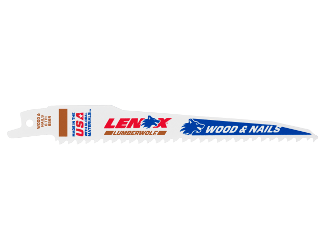 LEN20572656R LumberWolf Reciprocating Saw Blade 152 x 19 x 1.3mm 6 TPI (Pack 5)