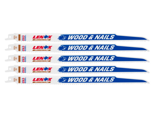 LEN20585156R LumberWolf Reciprocating Saw Blade 305 x 19 x 1.3mm 6 TPI (Pack 5)