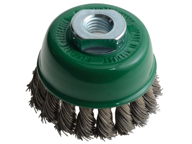 LES482817 Knot Cup Brush 65mm M14x2.0, 0.50 Stainless Steel Wire
