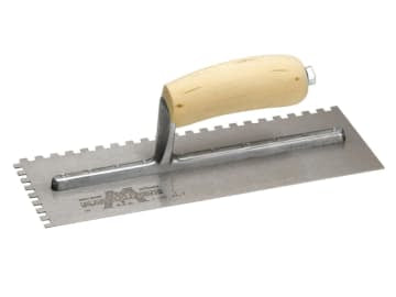 M/T702S M702S Notched Trowel Square 1/4in Wooden Handle 11 x 4.1/2in