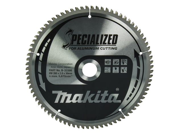 MAKB33386 B-33386 Specialized Aluminium Saw Blade 260 x 30mm x 80T