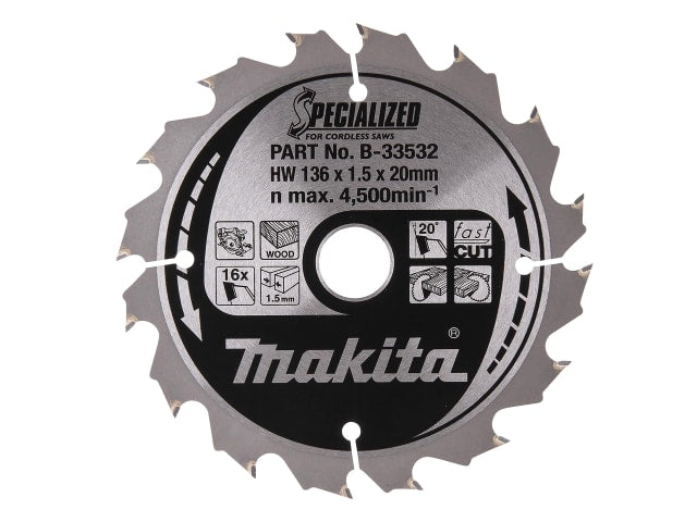 MAKB33532 B-33532 Specialized for Cordless Saws Blade 136 x 20mm x 16T