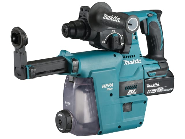 MAKDHR242RTW DHR242RTJW SDS Plus BL Hammer Drill + Extractor 18V 2 x 5.0Ah Li-ion
