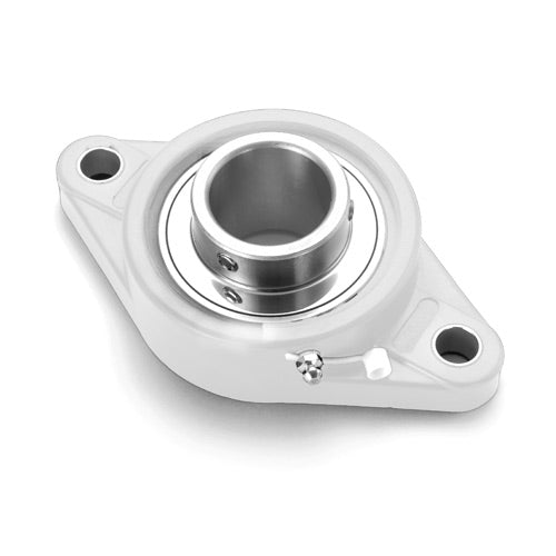 T-UCFL209 SUCNFL209 45mm Thermoplastic 2 Bolt Flange Bearing with Stainless Steel Insert - White