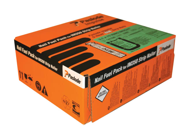 PAS141208 2.8 x 63mm IM350+ Ring Shank Nails Bright Finish Box of 3300 + 3 Fuel Cells