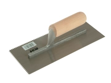 RST153DT Notched Trowel 5mm V Notches Wooden Handle 11 x 4.1/2in