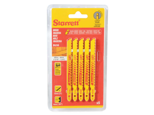 STRBU365 BU36-5 Wood Cutting Jigsaw Blades Pack of 5