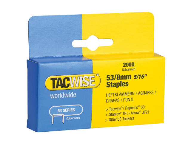 TAC0335 53 Light-Duty Staples 8mm (Type JT21  A) (Pack 2000)