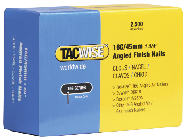 TAC0772 16G Angled Finish Nails 50mm for DC618K (Pack 2500)