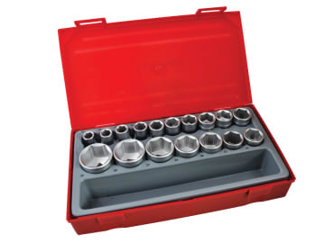 TENTT12176 TT1217-6 Metric 6-Pt Socket Set, 17 Piece - 1/2in Drive