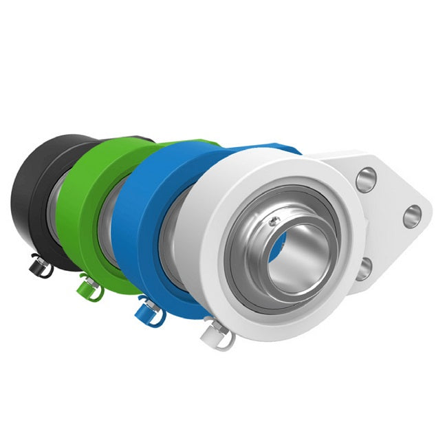 T-UCFB205 SUCFBL205 25mm Thermoplastic 3 Bolt Flange Bearing with Stainless Steel Insert - Green