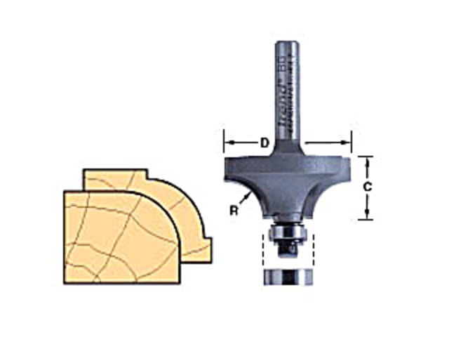 TRE4615012TC 46/150 x 1/2 TCT Bearing Guided Ovolo & Round Over 12.7mm Radius