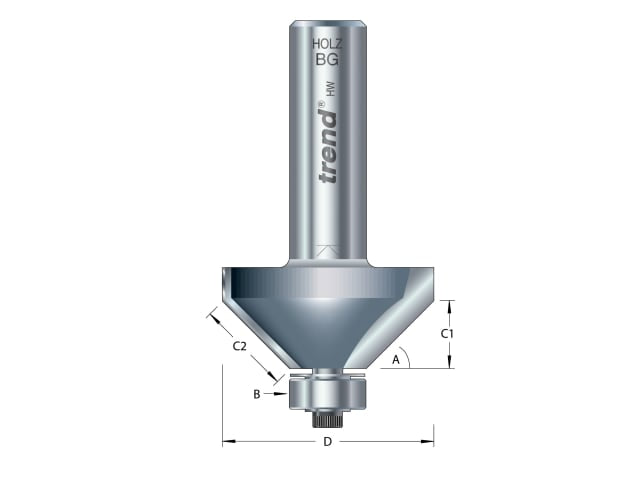 TRE463812TC 46/38 x 1/2 TCT Bearing Guided Chamfer 45° 50 x 19mm