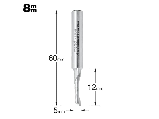 TRE50058HSE 50/05 x 8mm HSSE Helical Plunge Bit 5mm