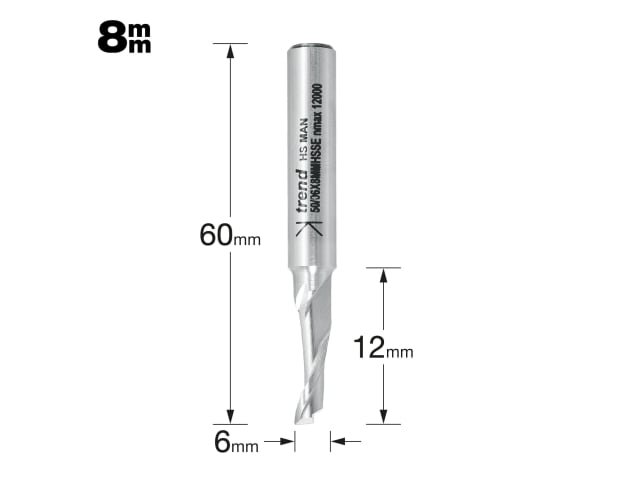 TRE50068HSE 50/06 x 8mm HSSE Helical Plunge Bit 6mm