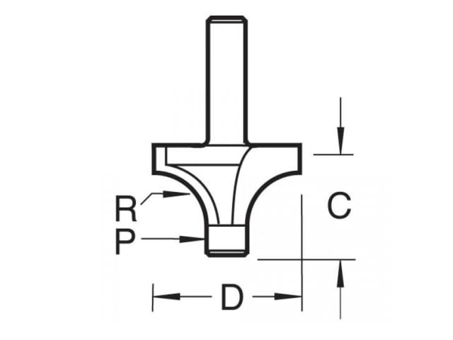 TRE7E214TC 7E/2 x 1/4 TCT Pin Guided Round Over 6.3mm Radius